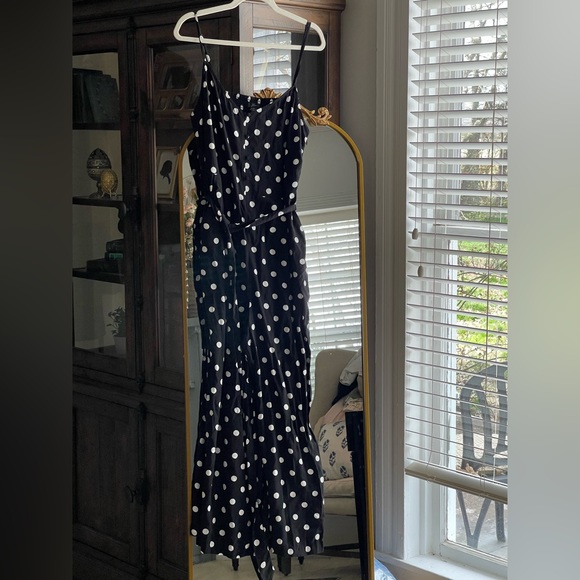 J Crew NWT Strappy wide-leg jumpsuit in black and ivory polka dot - Picture 2 of 14
